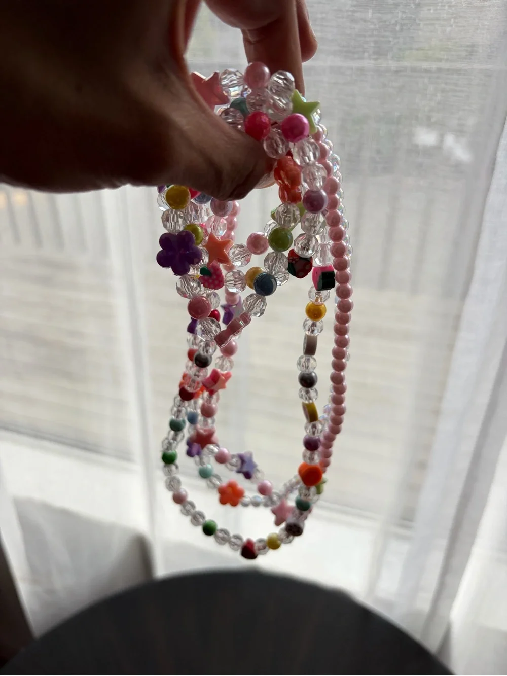 Colorful Beaded 3 Necklace & Bracelet Set Fruit Flower Star Charms NWT